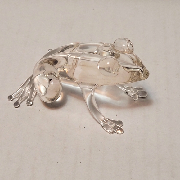 Clear Glass HAND BLOWN FROG Figurine Paperweight - Picture 7 of 8